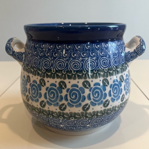 Ceramika Artystyczna Artistic Ceramic Polish Painted Rose Pottery Jar W/ Handles - Picture 2 of 10